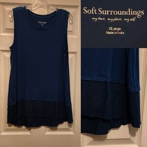 Soft Surroundings Eden Tiered Tunic Tank • High-Low Hem • Relaxed Fit • XLarge